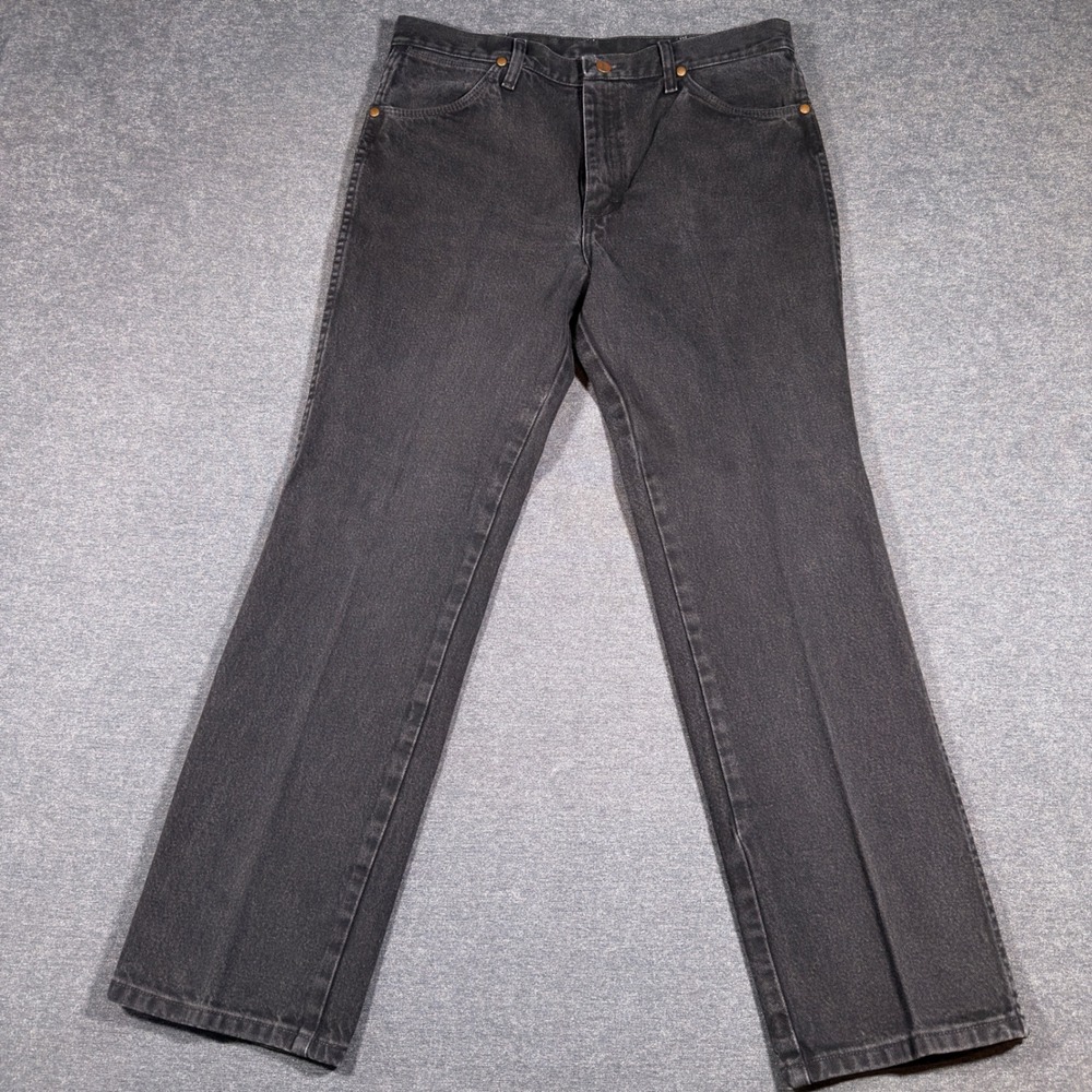 Wrangler Jeans Mens 34x30 Black Cowboy Cut Slim Fit Denim 936WBK Fade Western